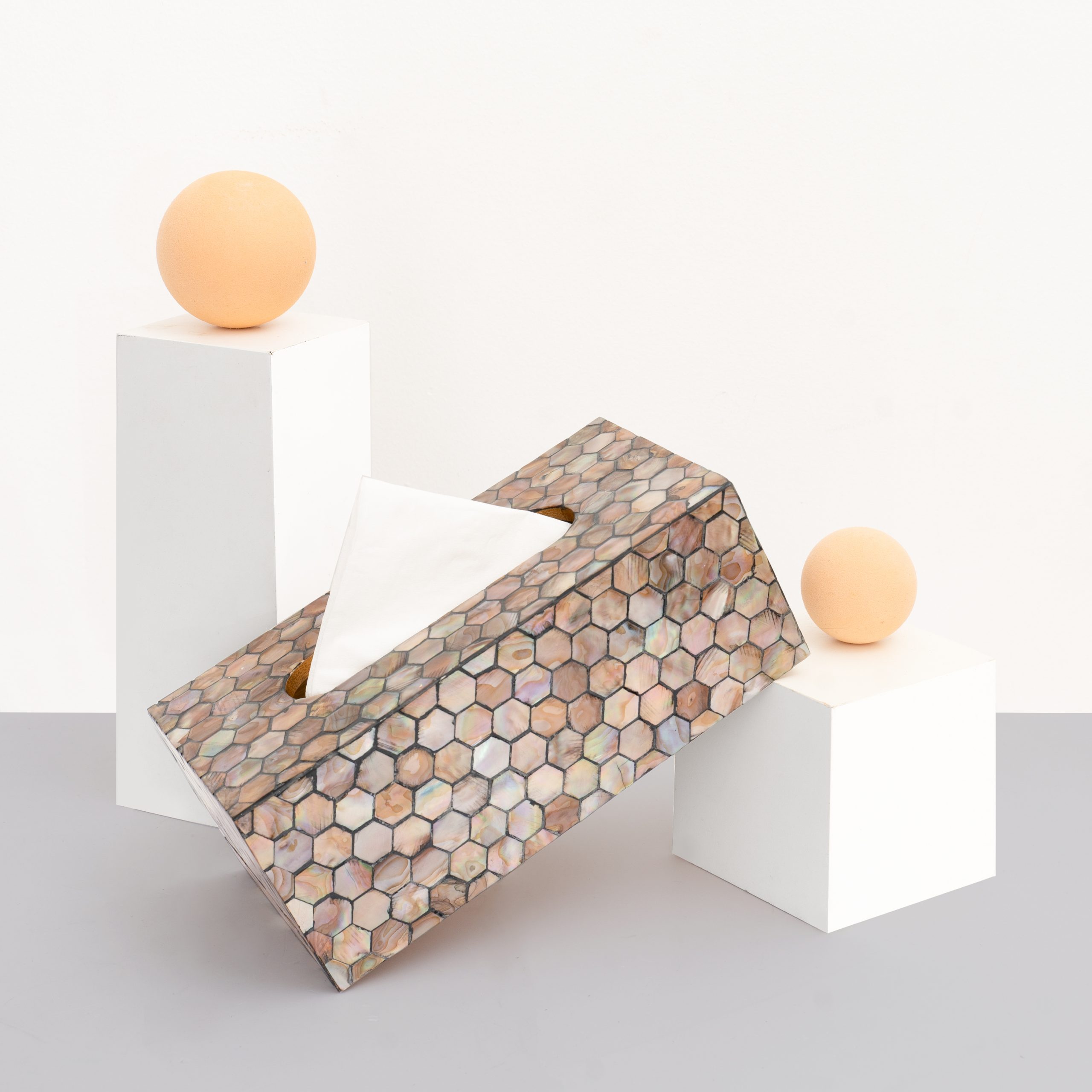 Handmade Bamboo Paper Box Inlaid with Pearls_ECOBPBIP01